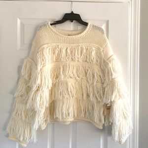 Cream Fringe Sweater